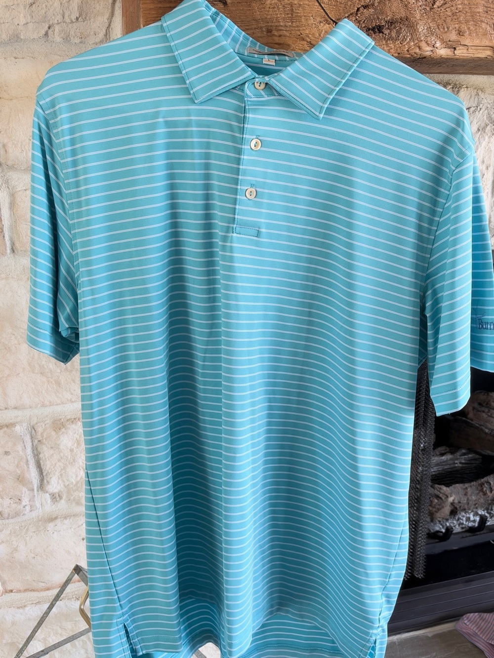 Peter Millar Aqua Striped Polo